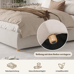 Upholstered Double Bed with Hydraulic Storage and Slatted Base, 180x200cm, Cream Velvet