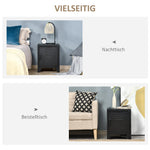 Bedside Table with Adjustable Shelf and Door, Metal Black