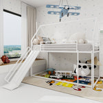 Twin over Twin Bunk Bed, House Shaped with Slide & Ladder, Metal