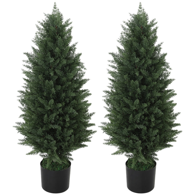 Artificial Cypress, Set of 2, 90 cm UV-resistant Plastic