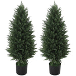 Artificial Cypress, Set of 2, 90 cm UV-resistant Plastic
