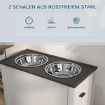 Dog Bowl, Feeding Station with Storage, 2L Stainless Steel Bowls, White