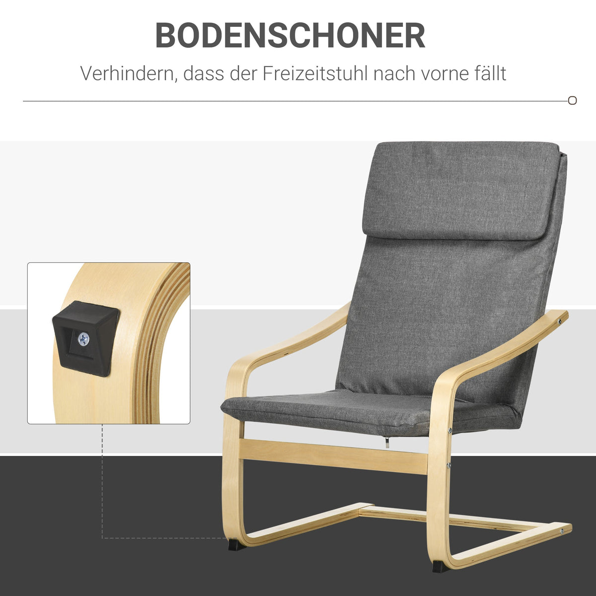 Recliner Chair, Rocking Dining with Headrest, Dark Grey Linen Look
