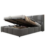 Upholstered Double Bed 180x200 Hydraulic Storage Ear-Shape Headboard - Grey
