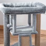 Cat Tree Multi-Level with Cave, Lounge Platform, Play Ball, Light Grey