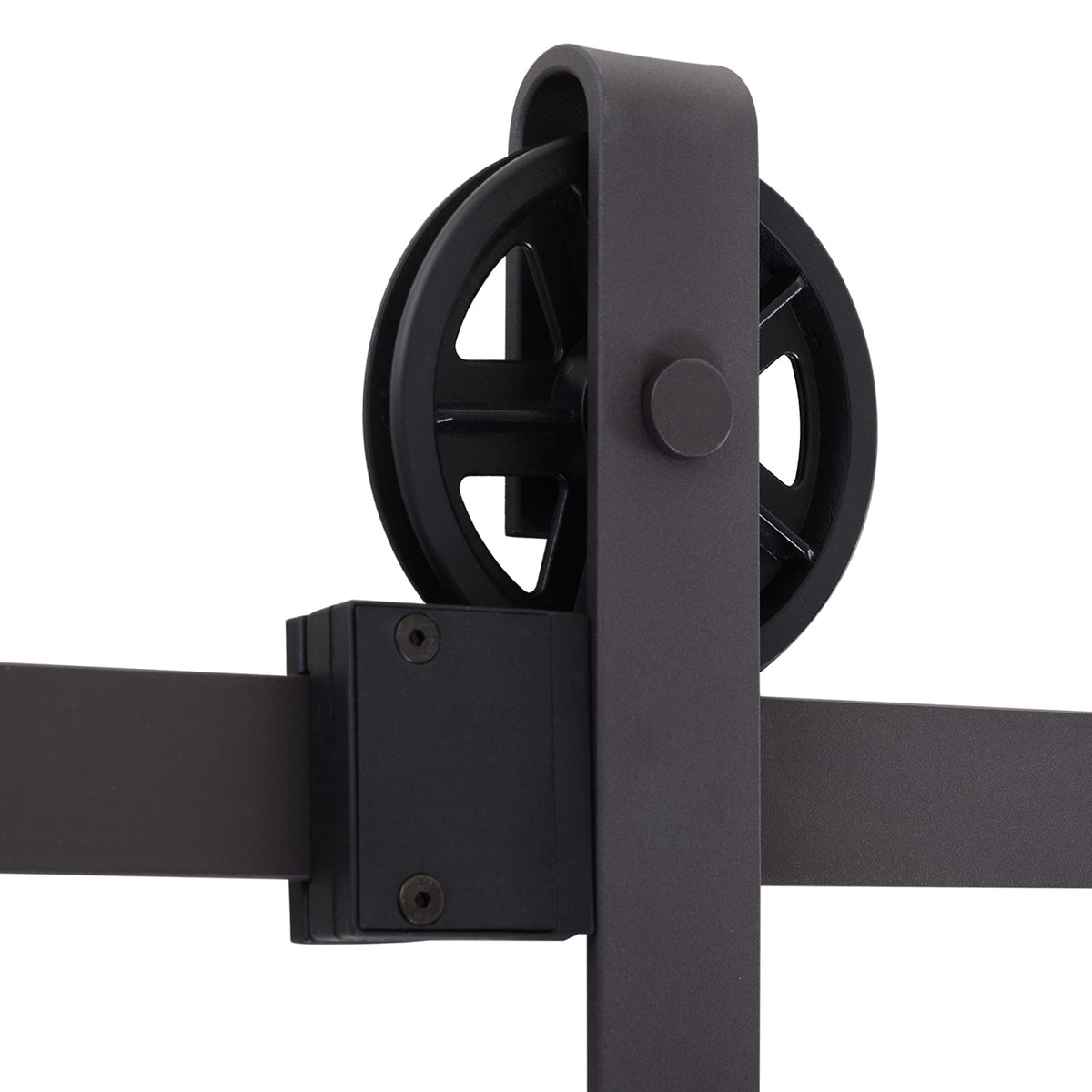 Sliding Door Hardware Kit, 183 cm Complete Set, Carbon Steel Dark Brown