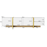 TV Cabinet, 190cm 3 Doors 2 Drawers, White with Gold & Wood Grain