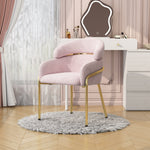 Dining Chair Single Light Luxury with Metal Legs Velvet Pink