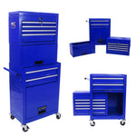 Tool Cabinet 6-Drawer Rolling 2-in-1 Organizer Blue