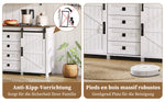 Sideboard 137cm Sliding Doors 4 Drawers Vintage Storage - White