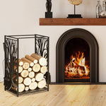 Firewood Rack with Tools, Steel, Black