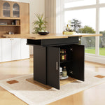 Telescopic Extendable Dining Table 140x70cm Storage Shelf - Natural/Black