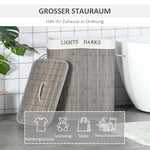 Laundry Basket 100L 2 Compartments Foldable Bamboo, Grey
