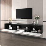 TV Cabinet High-Gloss 180cm Wall-Mounted LED USB - Black/White