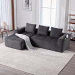Compact Sofa Modular Side Pocket Cup Holder 3 Cushions - Corduroy Dark Gray