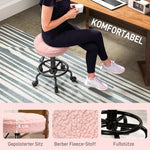 Rolling Stool, Adjustable Swivel Work Office, Pink