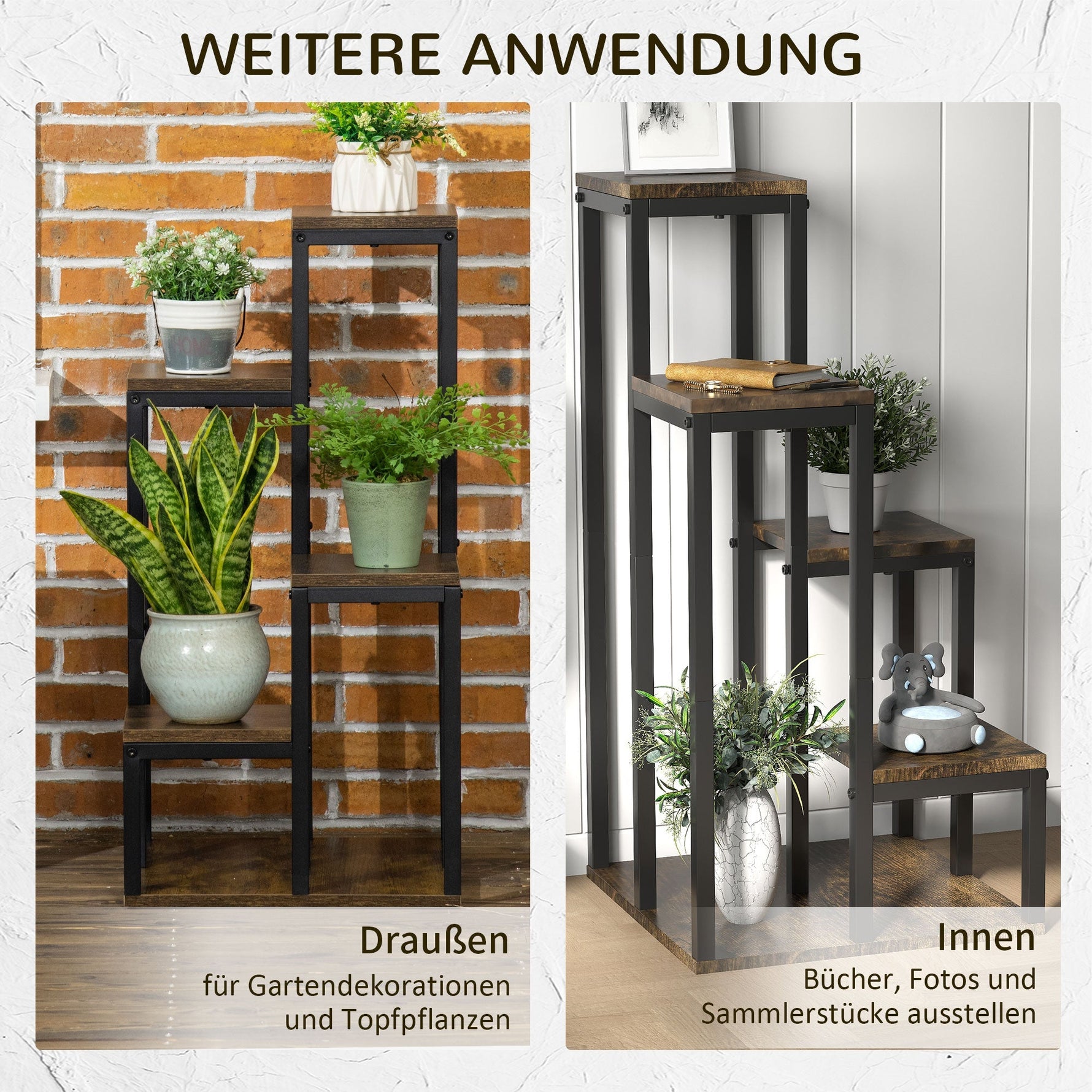 Plant Stand, 4-Level Multifunctional Shelf, Brown