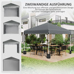 Folding Pavilion 2.97x2.97m with Sidewalls, UV Protection, Sandbag - Dark Grey Steel