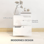 Bedside Table, 2 Drawers, 40 x 40 x 48 cm, High Gloss White