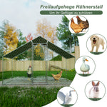 Chicken Coop/Run 3x1.5x2m Safety Lock Waterproof Enclosure, Metal