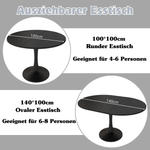 Extendable Oval Dining Table 100/140x100cm Modern - Black