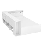Children's Single Bed 90x200cm Multifunctional Storage Drawers Bookshelf - White
