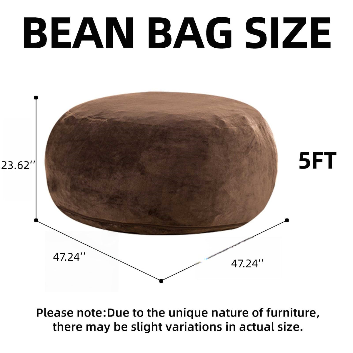 5FT Bean Bag Chair, Soft Comfortable Reading Sofa for Adults