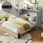 Mobile Wall Bed 140x200cm with Drawers & USB, Grey