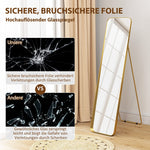 Full Length Mirror, 160 x 40 cm, Standing, Metal Frame, Gold