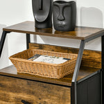 Fabric chest of drawers with 3 drawers, steel frame, rustic brown