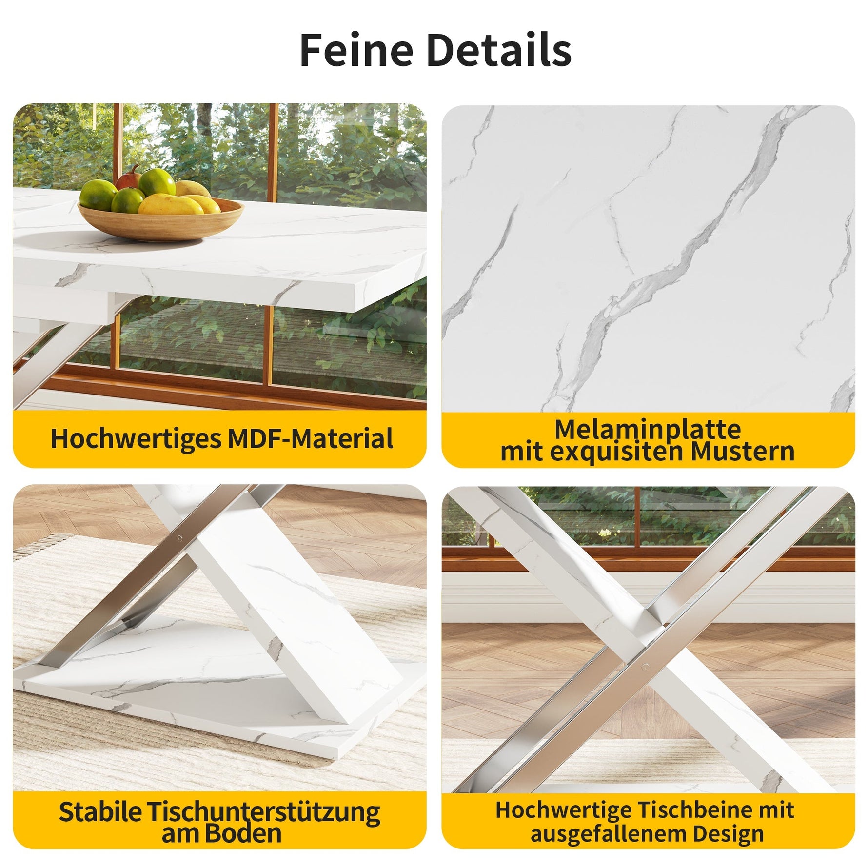 Extendable Dining Table 118-157cm Cross Legs