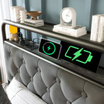 Upholstered Single Bed with USB Type C, LED & 2 Drawers, 90x200, Velvet