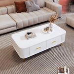 Coffee Table with Drawers, Curved Corners, Wavy Sides, Gold