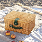 Picnic Basket, Insulated Cooler Compartment, Cutlery Set, Wicker Light Brown