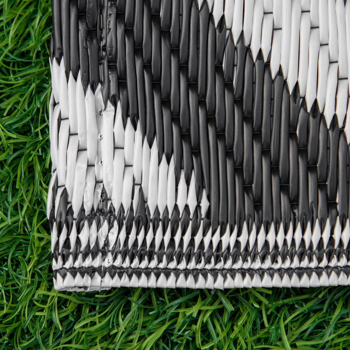 Outdoor Carpet, Double-Sided Water-Repellent, Plastic Black White