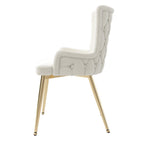 Velvet Dining Chair, Set of 6, Gold Metal Legs, Beige