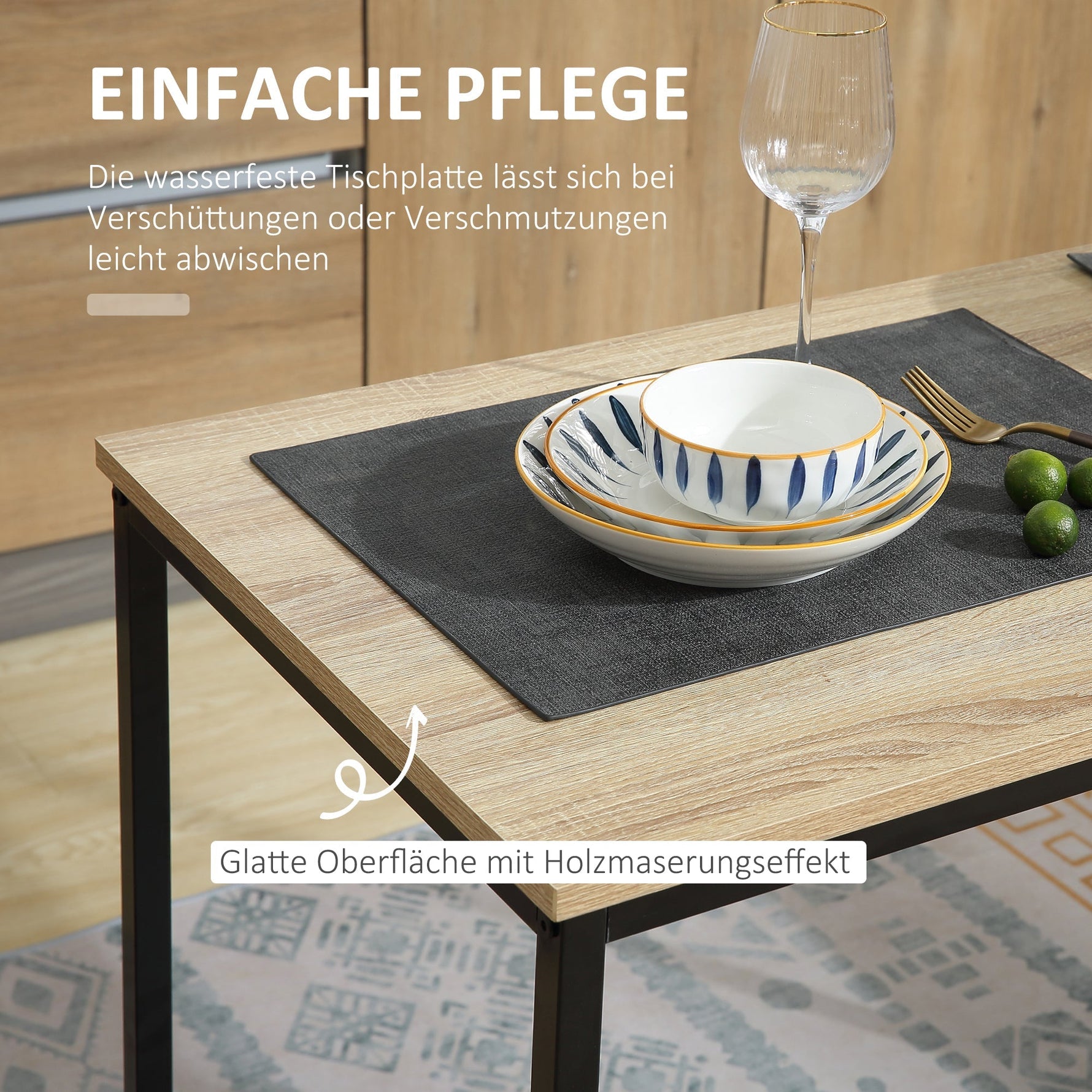 Dining Set 3-Piece 2 Chairs Small Spaces, Oak