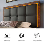 Bed Frame, LED, 4 Drawers, Adjustable Headboard, Single 90x200cm, PU Black