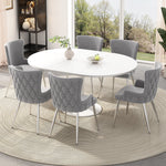 Velvet Dining Chair Set of 4 with Metal Legs Grey