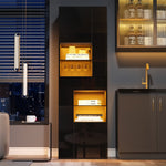Display Cabinet 55x38x170cm Tall with LED Light, High-Gloss Black