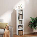 Bookcase, 5-Tier Adjustable Storage Shelf, White