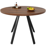 Dining Set 5-Piece Round Table 80cm 4 Chairs Velvet - Walnut/Black