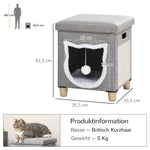 Cat Cave Ottoman, Cushion, Scratching Mat, Grey Polyester