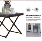 Garden Table Side Table, Foldable 40x40x40 cm, Polyrattan Metal Brown