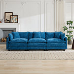 Cloud Sofa 3 Seats Modern Sectional Couch with Double Layer Upholstered Cushion, Blue Chenille Fabric