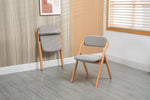 Folding Dining Chairs Set of 2 Padded Stackable Wooden Removable Cover Grey