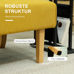 2-Seater Sofa Upholstered Corduroy Wooden Legs, Yellow