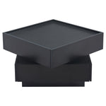Coffee Table 360° Rotatable with 2 Shelves and Storage, Black