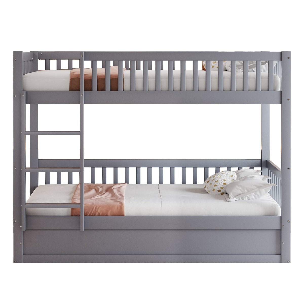 Children's Bunk Bed, 90x200 Hydraulic Storage System, Solid Wood Gray