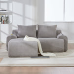 Modular Sofa for 2 People, Freely Combinable with Ottomans and Cup Holder, Light Grey Corduroy